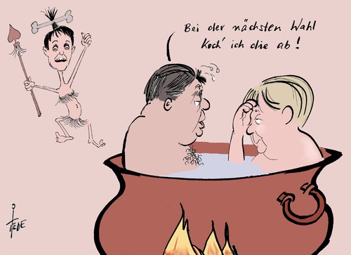 Cartoon: AfD (medium) by tiede tagged karikatur,cartoon,tiede,wahlen,petry,frauke,merkel,angela,gabriel,sigmar,afd,afd,sigmar,gabriel,angela,merkel,frauke,petry,wahlen,tiede,cartoon,karikatur