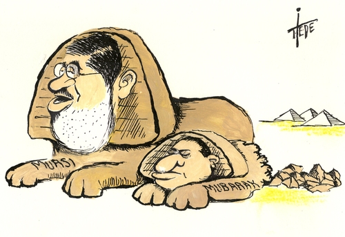 Cartoon: Da capo? (medium) by tiede tagged mursi,mubarak,revolution,muslimbrüder,ägypten,tiede,joachim,tiedemann,cartoon,karikatur,mursi,mubarak,revolution,muslimbrüder,ägypten,tiede,joachim,tiedemann,cartoon,karikatur