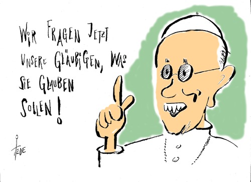 Cartoon: Die moralische Instanz (medium) by tiede tagged rom,papst,mitgliederbefragung,rom,papst,mitgliederbefragung