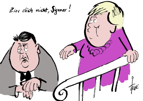 Cartoon: Dinner mit Sigi (medium) by tiede tagged sigmar,gabriel,angela,merkel,dinner,for,one,tiede,tiedemann,cartoon,karikatur,sigmar,gabriel,angela,merkel,dinner,for,one,tiede,tiedemann,cartoon,karikatur