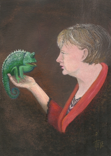 Cartoon: Good morning - Angela! (medium) by tiede tagged chamäleon,germany,tiede,tiedemann,chameleon,bundeskanzlerin,angelamerkel,merkel,angela merkel,kanzlerin,regierung,deutschland,chamäleon,angela,merkel