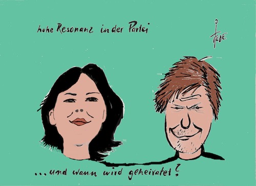 Cartoon: Grünes Team (medium) by tiede tagged baerbock,habeck,grüne,wahl,vorsitz,tiede,cartoon,karikatur,baerbock,harbek,grüne,wahl,vorsitz,tiede,cartoon,karikatur