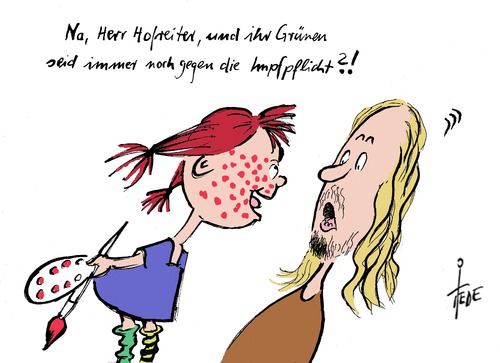 Cartoon: Impfpflicht (medium) by tiede tagged impfpflicht,masern,hofreiter,grüne,impfpflicht,masern,hofreiter,grüne