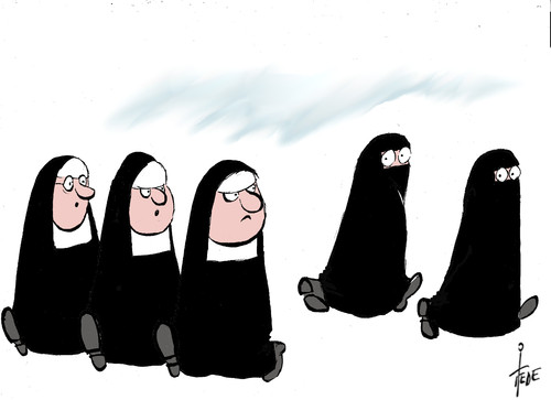 Cartoon: Integration (medium) by tiede tagged integration,burka,tiede,cartoon,karikatur,integration,burka,tiede,cartoon,karikatur