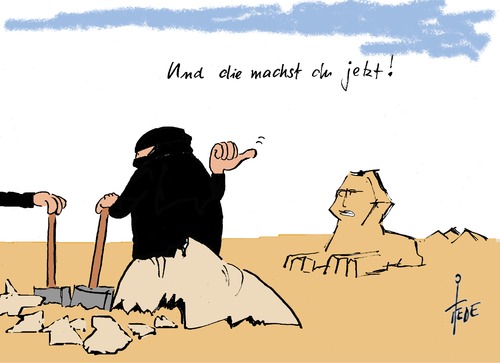 Cartoon: IS - Terror (medium) by tiede tagged nimrud,zerstörung,kulturgüter,terror,is,is,terror,kulturgüter,zerstörung,nimrud