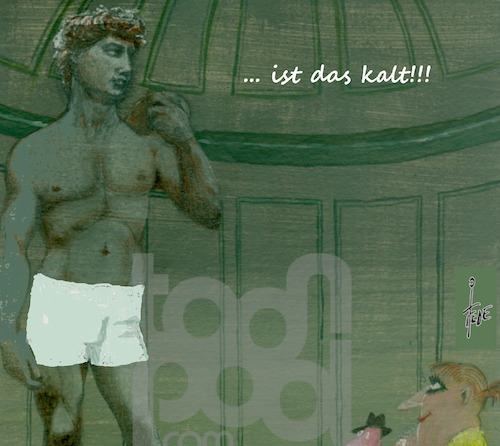 Cartoon: ist das kalt ! (medium) by tiede tagged david,michelangelo,skulptur,kälte,tiede,cartoon,karikatur,david,michelangelo,skulptur,kälte,tiede,cartoon,karikatur