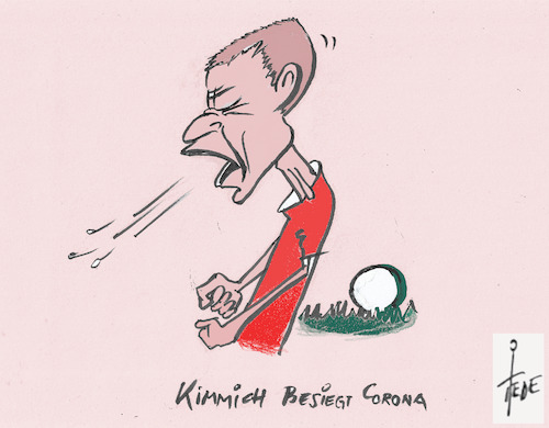 Cartoon: Kimmich - Taktik (medium) by tiede tagged kimmich,corona,impfumgang,fussball,bayern,münchen,tiede,cartoon,karikatur,kimmich,corona,impfumgang,fussball,bayern,münchen,tiede,cartoon,karikatur