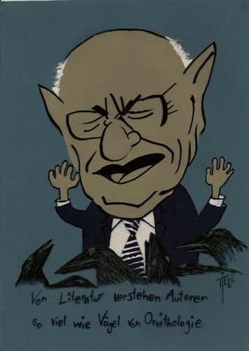 Cartoon: Marcel Reich-Ranicki (medium) by tiede tagged faz,ghetto,warschauer,literaturkritik,marcel,ranicki,reich,tiedemann,tiede,cartoon,karikatur,literatur,treblinka,rassismus,nationalsozialismus,reich ranicki,literaturkritik,warschauer ghetto,reich,ranicki,warschauer,ghetto