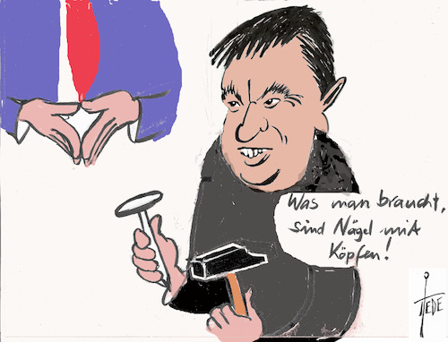 Cartoon: Nägel mit Köpfen (medium) by tiede tagged söder,laschet,nägel,tide,cartoon,karikatur,söder,laschet,nägel,tide,cartoon,karikatur