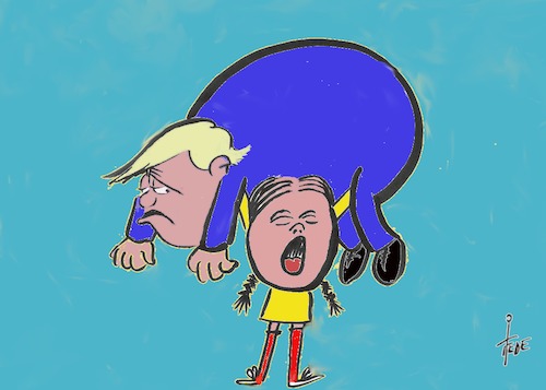 Cartoon: Pippi Thunberg (medium) by tiede tagged greta,thunberg,klima,trump,konferenz,usa,pippi,langstrumpf,tiede,cartoon,karikatur,greta,thunberg,klima,trump,konferenz,usa,pippi,langstrumpf,tiede,cartoon,karikatur