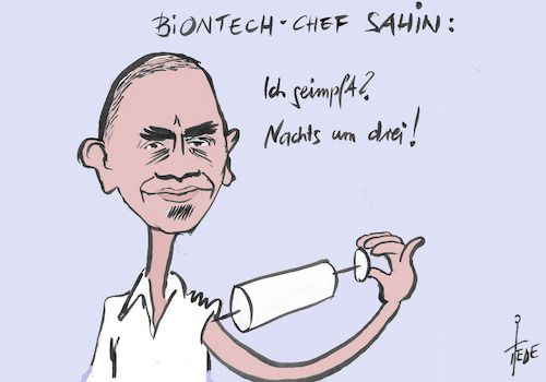 Cartoon: Sahin (medium) by tiede tagged sahin,biontech,impfung,tiede,cartoon,karikatur,sahin,biontech,impfung,tiede,cartoon,karikatur