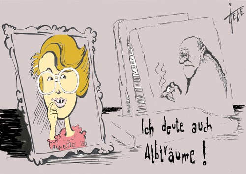 Cartoon: Annette Schavan (medium) by tiede tagged cartoon,karikatur,tiedemann,joachim,tiede,sigmund,freud,plagiat,schavan,annette,annette,schavan,plagiat,freud,sigmund,tiede,joachim,tiedemann,karikatur,cartoon