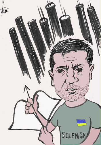Cartoon: SELENSKYJ (medium) by tiede tagged ukraine,selenskyj,putin,krieg,ukraine,selentsyj,putin,krieg