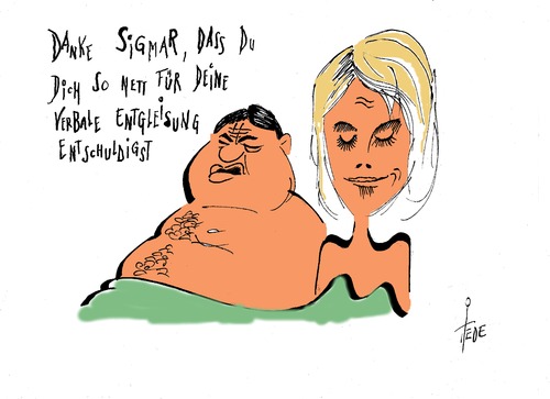 Cartoon: Slomka und Gabriel (medium) by tiede tagged slomka,marietta,gabriel,sigmar,tv,interview,wahlen,slomka,marietta,gabriel,sigmar,tv,interview,wahlen