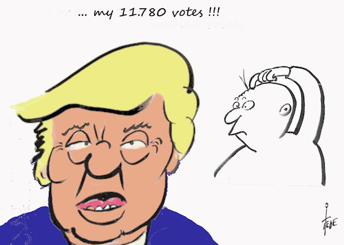 Cartoon: er hört gut (medium) by tiede tagged trump,wahlen,sitimmen,tiede,cartoon,karikatur,trump,wahlen,sitimmen,tiede,cartoon,karikatur