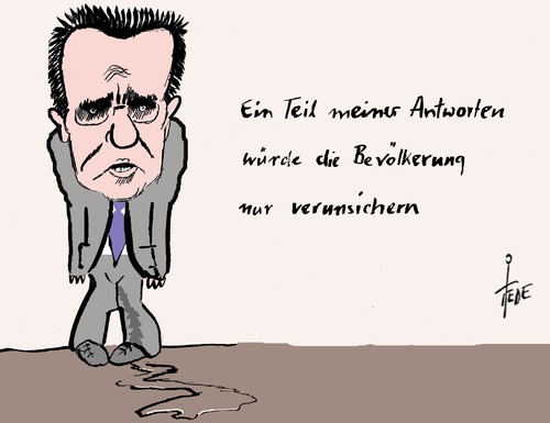 Cartoon: Terrorwarnung (medium) by tiede tagged de,maiziere,terrorwarnung,is,hannover,fußball,de,maiziere,terrorwarnung,is,hannover,fußball