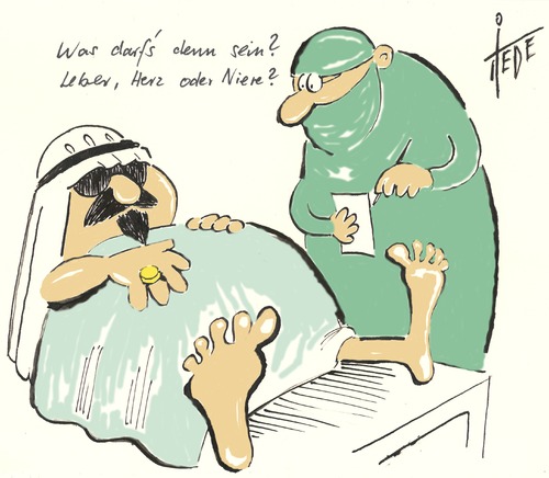 Cartoon: Transplantation a gusto (medium) by tiede tagged karikatur,cartoon,tiedemann,joachim,tiede,missbrauch,organtransplantation,organhandel,transplantation,transplantation,missbrauch,organtransplantation,tiede,joachim,tiedemann,cartoon,karikatur