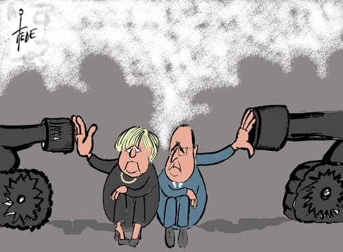 Cartoon: Ukraine (medium) by tiede tagged merkel,hollande,ukraine,putin,kiew,waffenstillstand,merkel,hollande,ukraine,putin,kiew,waffenstillstand