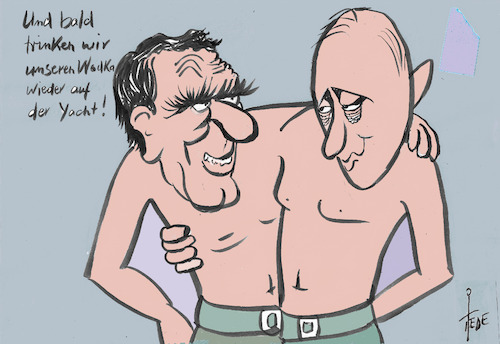 Cartoon: Unzertrennliche (medium) by tiede tagged schroeder,putin,gasprom,tiede,cartoon,karikatur,schroeder,putin,gasprom,tiede,cartoon,karikatur