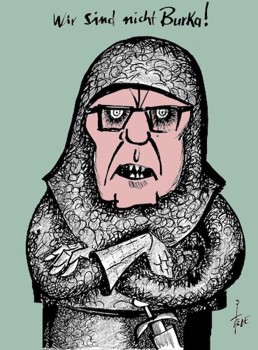 Cartoon: Wir sind nicht Burka (medium) by tiede tagged de,maiziere,burka,leitkultur,tiede,cartoon,karikatur,de,maiziere,burka,leitkultur,tiede,cartoon,karikatur