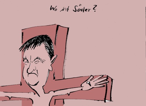 Cartoon: Wo ist Söder ? (medium) by tiede tagged söder,csu,kreuz,behörde,verordnung,tiede,cartoon,karikatur,söder,csu,kreuz,behörde,verordnung,tiede,cartoon,karikatur