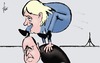 Cartoon: Hallo - Cherie! (small) by tiede tagged marine,le,pen,francois,hollande,paris,is,terror,tiede,cartoon,karikatur