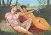 Cartoon: Michelangelo meets Modigliani (small) by tiede tagged michelangelo,modigliani,art,sunlotion,bath,sun