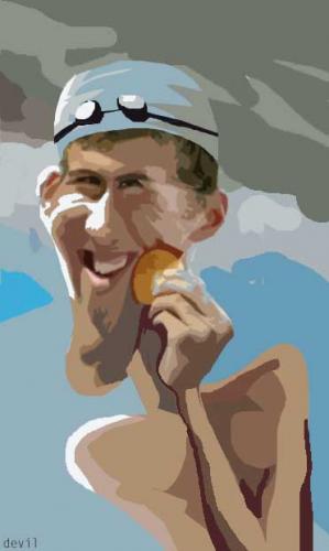 Cartoon: Michael Phelps (medium) by devil tagged phelps,caricature