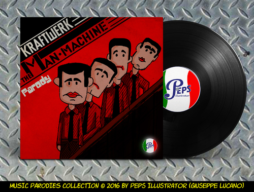 Cartoon: Kraftwerk The Man Machine (medium) by Peps tagged kraftwerk,german,machine,kraut,rock,music,cartoon,caricature