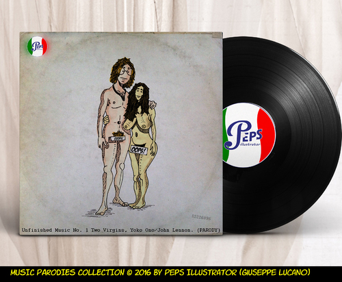 Cartoon: Ono Lennon parody (medium) by Peps tagged lennon,john,yoko,ono,two,virgins,nude,music,rock