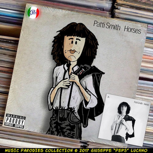 Cartoon: Patti Smith - Horses (medium) by Peps tagged patti,smith,horses