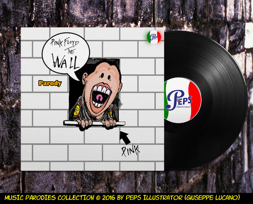 Cartoon: Pink Floyd - The wall (medium) by Peps tagged pink,floyd,music,wall,opera,theatre,scream,brick