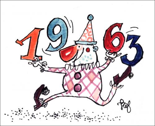 Cartoon: 1963 (medium) by Stef 1931-1995 tagged new,year,card,1963,clown