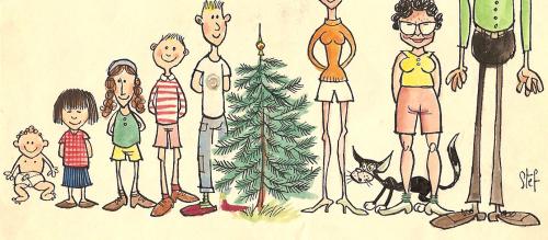 Cartoon: King family Christmas card (medium) by Stef 1931-1995 tagged card,christmas
