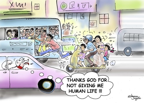 Cartoon: indian traffic (medium) by shyamjagota tagged indian,cartoonist,shyam,jagota