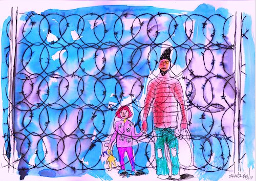 Cartoon: Ahtung !Halt! (medium) by Zlatko Iv tagged jubilee,ukraine,russland,eu,peace,hertz,danke,chers,stamp,kunst,love,culture,kulture,clima,nato,migration