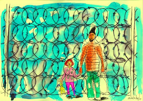 Cartoon: Europe borders (medium) by Zlatko Iv tagged europe,stern,blitz,neu,danke,hertz,baby,engel,migrant,travel,border,balkan,borders,exit,family