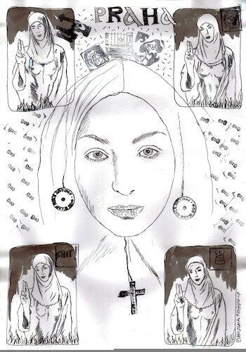 Cartoon: Prague (medium) by Zlatko Iv tagged kunst,danke,liebe,bild,yoga,arte,magdallene,bruft,wunder,bible
