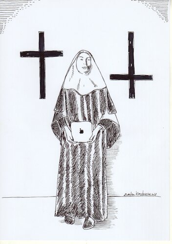 Cartoon: Pray Apple (medium) by Zlatko Iv tagged usa,bible,project,nun