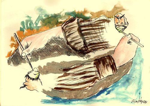 Cartoon: Signature (medium) by Zlatko Iv tagged singer,jewish,book,kunst,literature,colecctor,libre