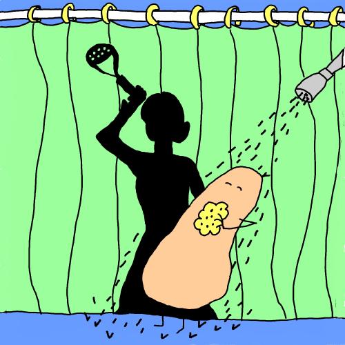 Cartoon: psycho (medium) by mfarmand tagged hitchcock,film,potato,psycho,shower,showerscene