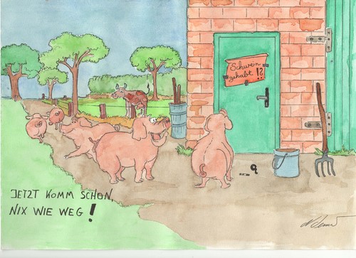 Cartoon: Schwein gehabt (medium) by Denno tagged schweinezucht