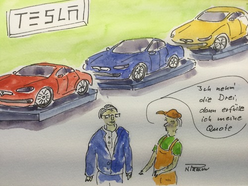 Cartoon: 3 mal bitte (medium) by Pralow tagged verkehr,klimaschutz,klimawandel,auto,schadstoffausstoß,verkehr,klimaschutz,klimawandel,auto,schadstoffausstoß,elektroautos,energie,neuwagen,klima