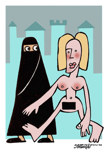 Niqab in Europe By kifah | Politics Cartoon | TOONPOOL
