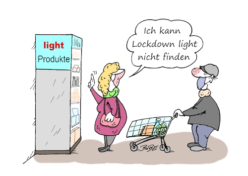 Cartoon: Lockdown light (medium) by BuBE tagged lockdown,light,corona,supermarkt