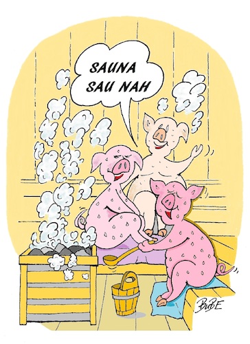 Cartoon: Sauna- Sau nah (medium) by BuBE tagged sauna,wellness,gesundheit,abhärtung,relaxen