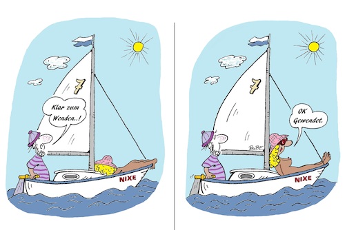 Cartoon: Segeln-Wende (medium) by BuBE tagged segeln,segeltörn,wassersport,see,meer,boot,segelboot,urlaub