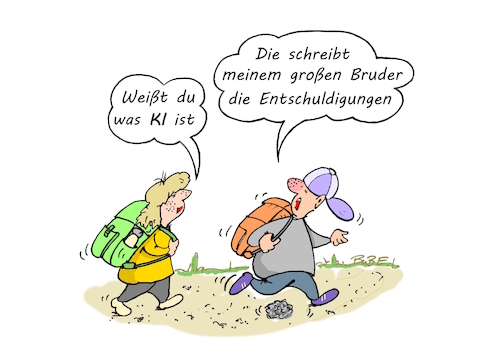 Cartoon: Was ist KI (medium) by BuBE tagged ki,schule,erklärung,schulweg,kindermund,entschuldigungen,einfach,naivität,schulanfänger,ki,schule,erklärung,schulweg,kindermund,entschuldigungen,einfach,naivität,schulanfänger