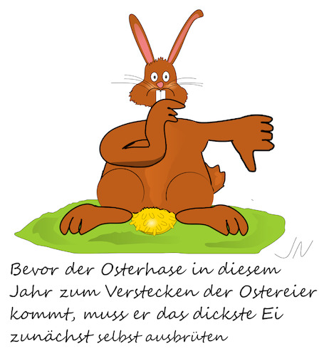 Cartoon: Ach du dickes Ei (medium) by Jochen N tagged hase,osterhase,ei,eier,osterei,brüten,ausbrüten,ostern,versteck,daumen,runter,schlecht,corona,virus,covid19,gesundheit,pandemie,ansteckung,krank,infekt