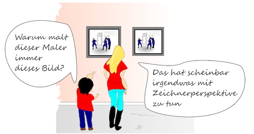 Cartoon: Galerie (medium) by Jochen N tagged galerie,bilder,ausstellung,kunst,künstler,maler,malen,zeichner,zeichnen,perspektive,wiederholung